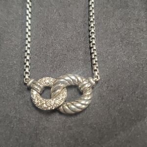 David Yurman Belmont Curb Link Necklace Sterling Silver with Diamonds